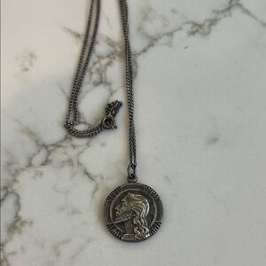 Sterling silver  Medallion Pendant Necklace - Profile Coin Design